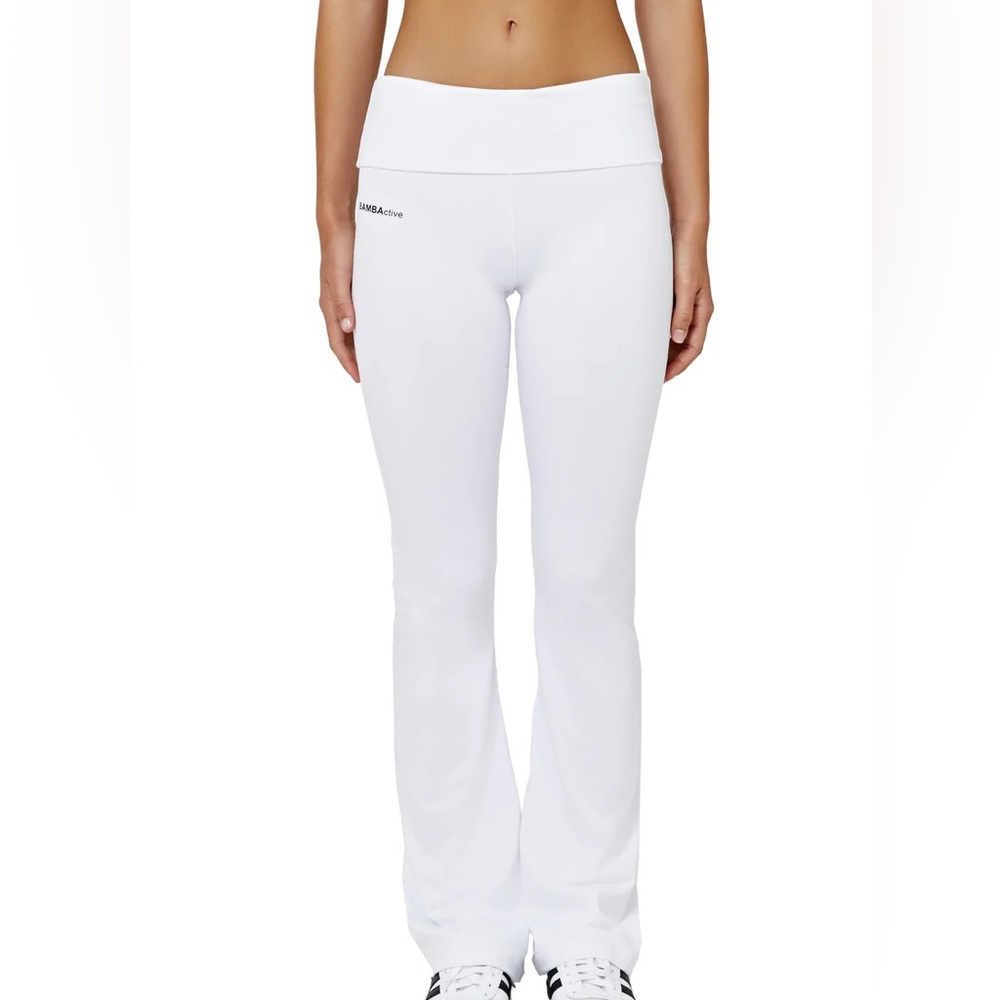 Bamba swim active foldover yoga flare pants in white
